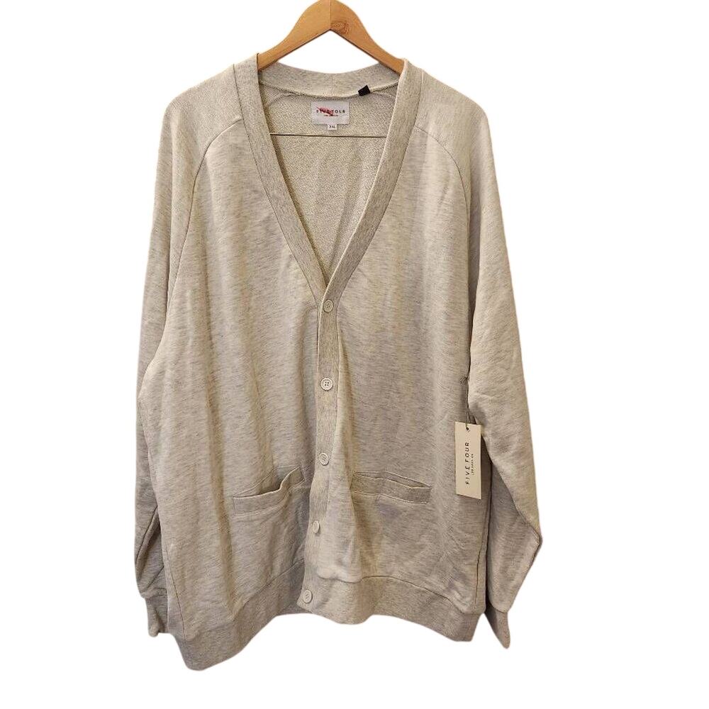 NWT Five Four Los Angeles Hector Cardigan Heather Oatmeal Button Front 3XL